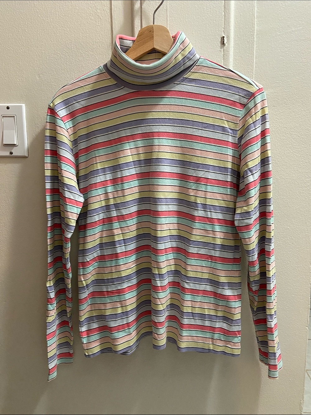White Stag Pastel Multi-Stripe Turtleneck